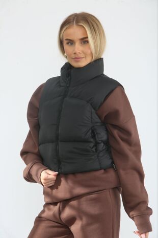 Black Lightweight Quilted Zip-Up Gilet