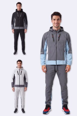 Color block Windbreaker Hooded Jacket & Jogger