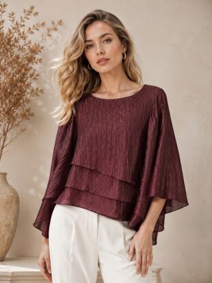 Elegant Bow-Detail Textured Blouse
