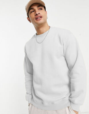 White Basic Fleece Pullover Sweatshirt