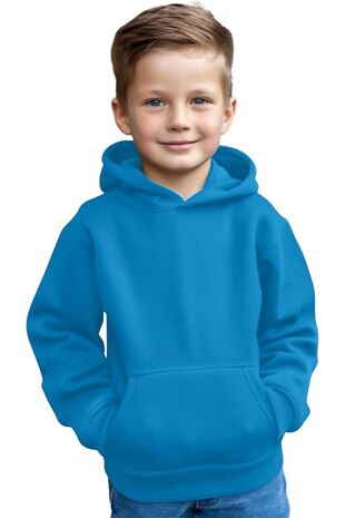 Royal Blue Kids Casual Fleece Pullover Plain Hoodie