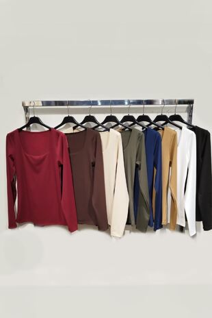 Long Sleeve Square Neck Stretchable Top