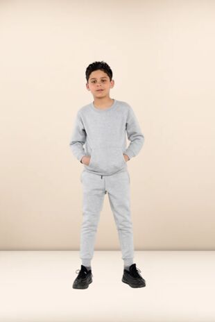 Kids Bleach Grey Round Neck Sweatshirt Bottom Tracksuits