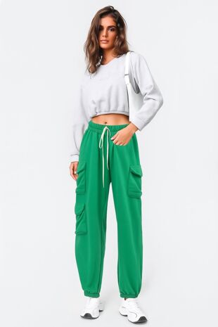 Jade Green Double Cargo Pocket Oversized Jogger