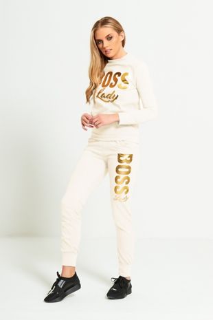Plus Size Cream Boss Lady Customized Tracksuit