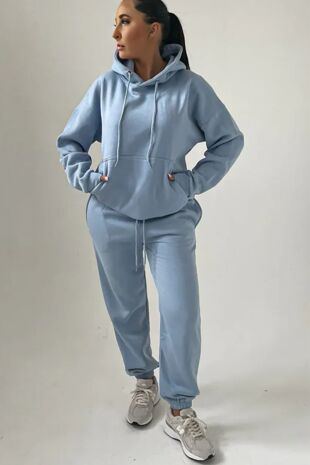 Sky Blue Oversized Hoody and Jogger Tracksuit
