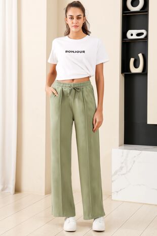 High Rise Single Seem Wide Leg Trouser