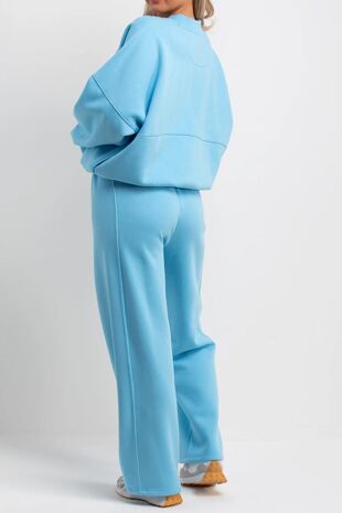 Sky Blue Bomber Sweatshirt With Straight Leg Jogger