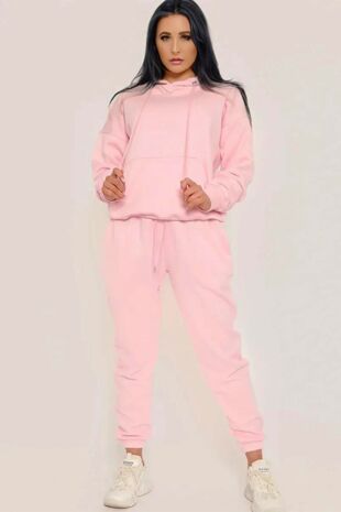 Pink Oversized Hoody and Jogger Tracksuit