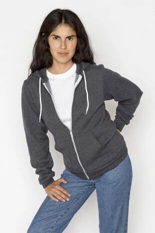 Charcoal With White Contrast Zipped Hoodie