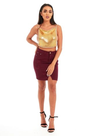 Gold backless chainmail top