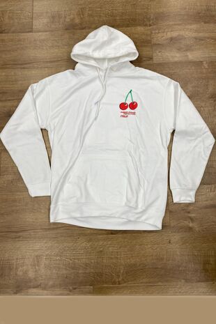 White Cherry Perfection Printed Hoodie