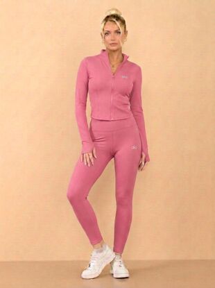 Pink Printed Active Top And Legging Energy Gym Set