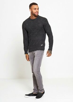 Charcoal Thick Fish Knit Jumper