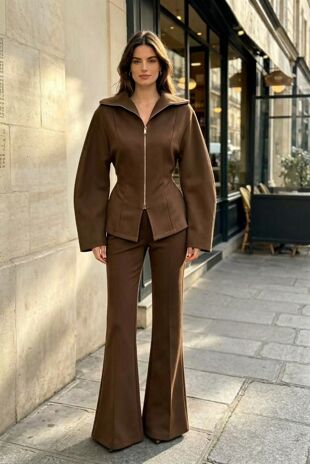 Flared Waist Flo Collar Jacket set