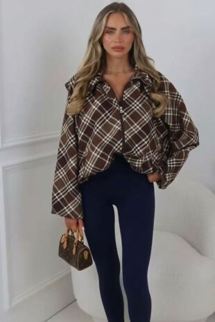 Chunky Check Zip Up Windbreaker Jacket