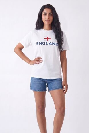 White Oversized England Printed Football T-Shirt