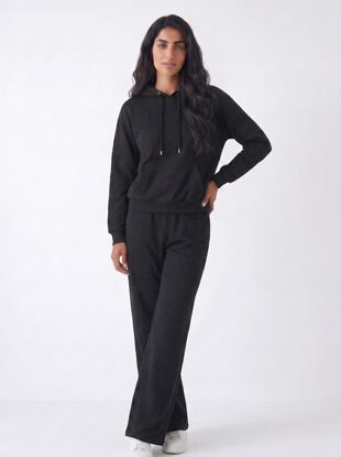 Black Butterfly Embossed Hoodie Straight Leg Jogger