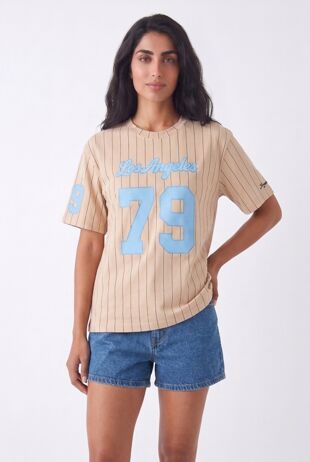 Oatmeal Contrast Short Sleeve LA 79 Varsity T-Shirt