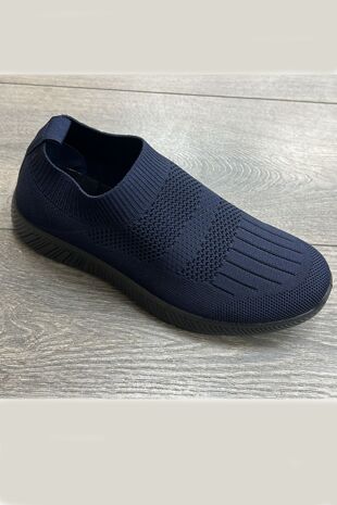 Navy Knitted Lightweight Walking Shoes