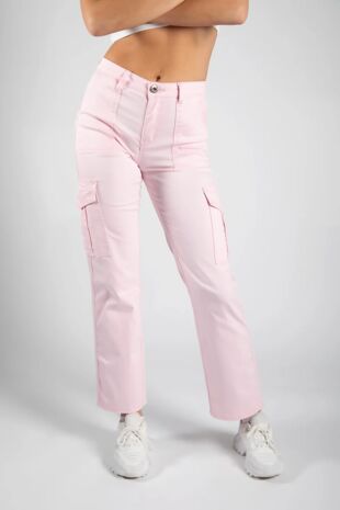 Baby Pink High Waisted Cargo Trouser