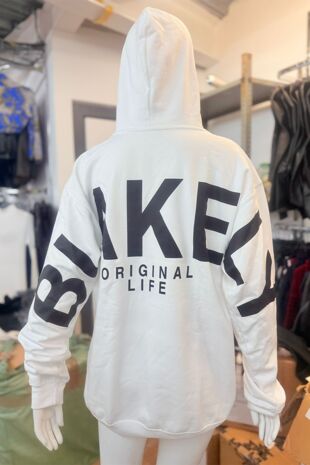 White Oversized Bold Graphic Hoodie