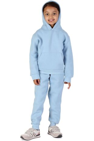 Sky Blue Kids Plain Fleece Pullover Hoodie Casual Tracksuit