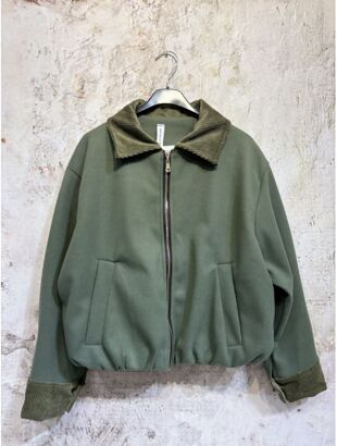 Cropped Corduroy Cuff And Collar Bomber Jacket