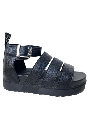 Black Gladiator Style Flat Sandals