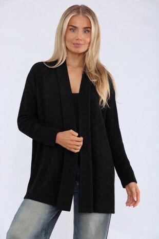 Black Long Sleeve Stripe Balloon Cardigan