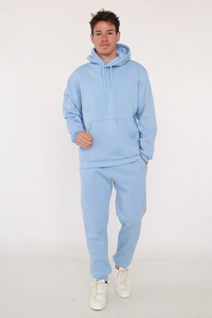 Sky Blue Basic Pullover Hood Tracksuit