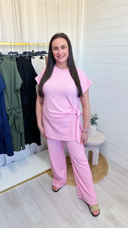 Cheesecloth Tie Knot Top and Trousers Co-Ord Set