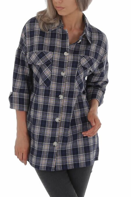 Job Lot Navy Long Sleeve Check Print Shirt