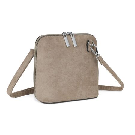 Soft Suede Effect Double Zip Crossbody Bag