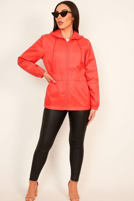 Neon Pink Shell Zip Up Wind Breaker