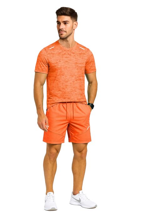 Orange Quick Dry Athletic T-Shirt With Running Short