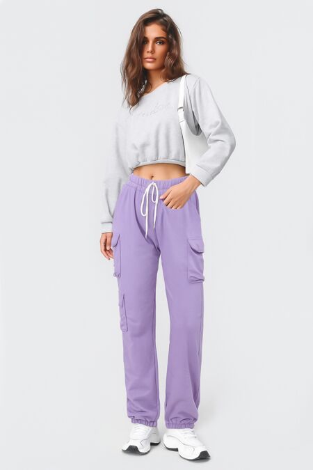 Lilac Double Cargo Pocket Oversized Jogger