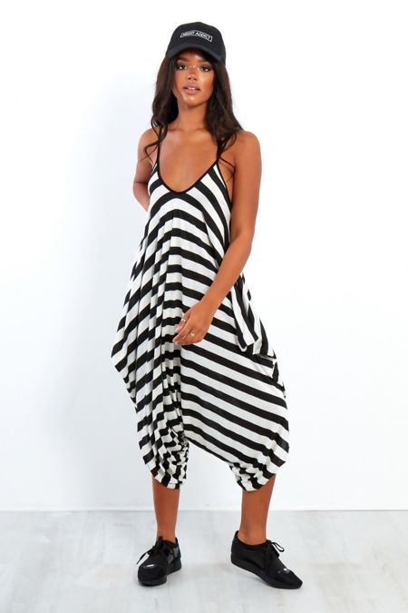 Black And White Striped Romper