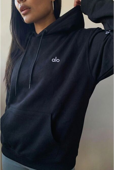 Black Printed Oversized Pullover Hoodie