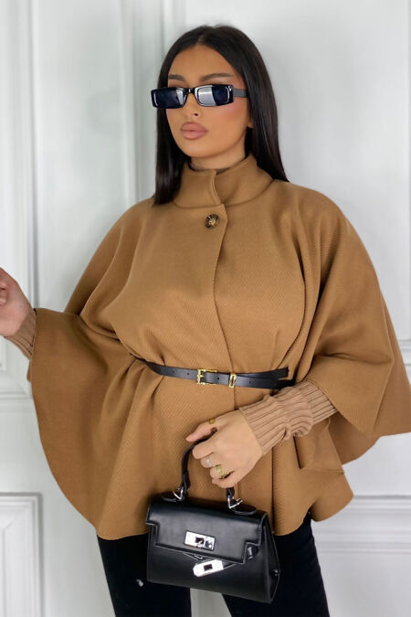 Belted Cape Coat Camel