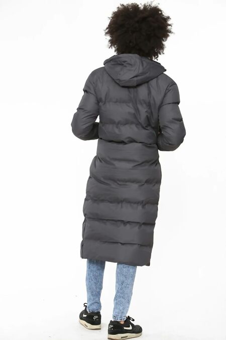 Charcoal Padded Hooded Longline Parka