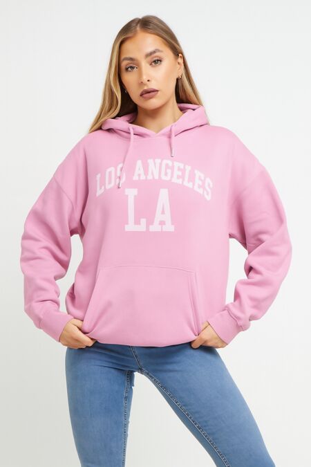 Oversized Basic Fleece LA Printed Hoodie