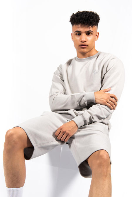 Grey Basic Sweatshirt And Shorts Set