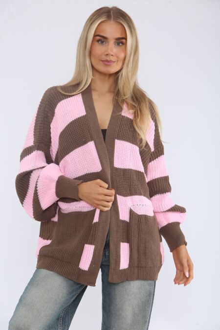 Long Sleeve Stripe Balloon Cardigan