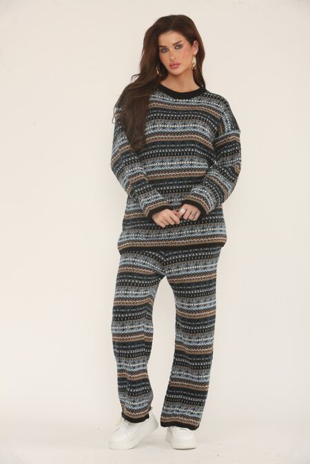 Long Sleeve Nordic Pattern Cozy Knitted Set