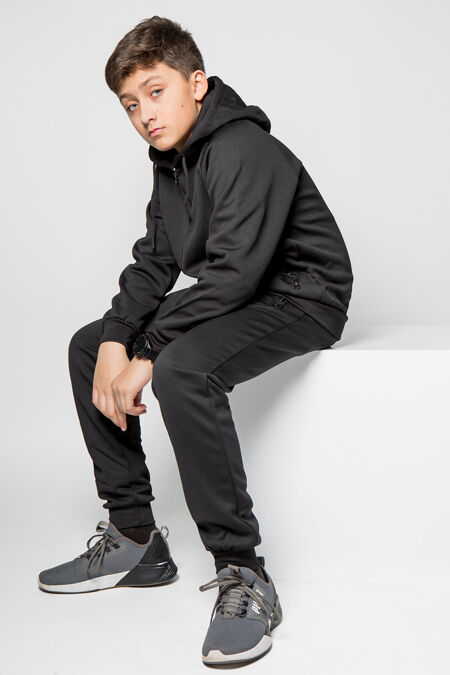 Kids Black Zip Through Tracksuit