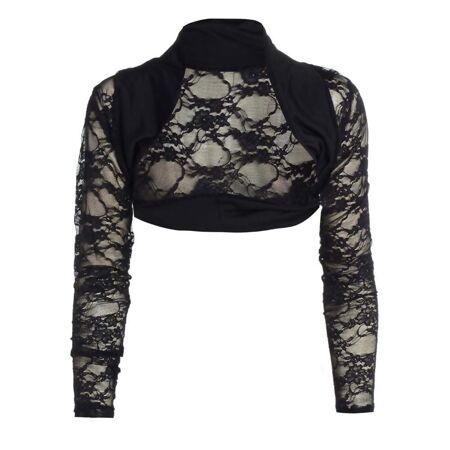 Lace Mesh Cropped Shrug