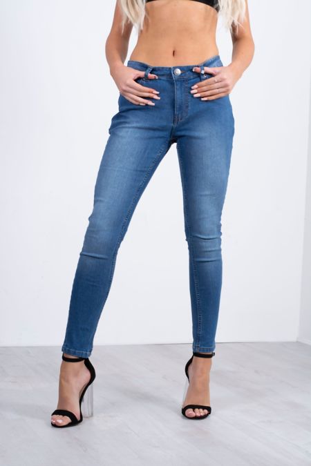 Mid Rise 5 Pocket Stretch Skinny Jeans
