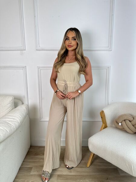 Pleated High Waist Wide Leg Trouser