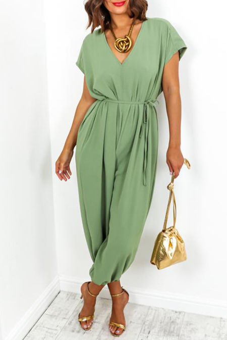 Tie Waist Harem Jumpsuit